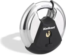 Kwikset Discus Padlock with Boron Carbide Shackle, 3-1/8" Body, 1-Pack