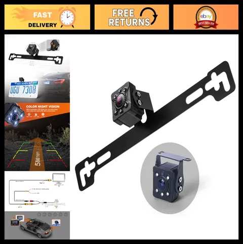 180° Wide Angle Reverse Camera, Night Vision, IP69K Waterproof, 5 LED Lights, CV