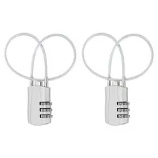 2 Pcs 3 Digit Luggage Cable Combination Lock with 12" Long Cable, Silver