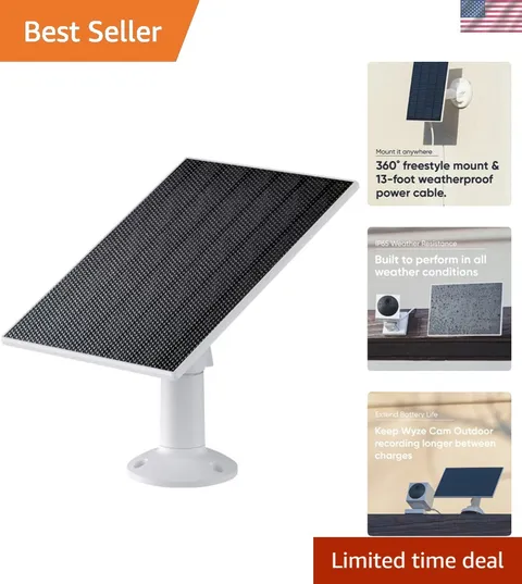 Durable Weatherproof Solar Panel with 2.5W Charging for Outdoor Security Cameras