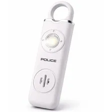 Police Personal Safety Alarm 130dB Loud Rechargeable LED SOS Keychain White