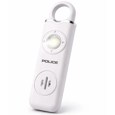 Police Personal Safety Alarm 130dB Loud Rechargeable LED SOS Keychain White