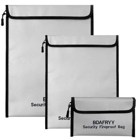 3 Pcs Fireproof Waterproof Money Important Document Bag(2000℉),Fire Proof Bag...