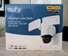 eufy Floodlight 3K Camera E340 Wired Dual Camera, 360° Pan & Tilt, Wi-Fi 6.