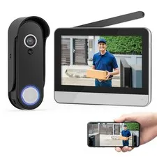 Wireless Smart Video Doorbell System,7" Touchscreen Display,1080P Video Doorb...