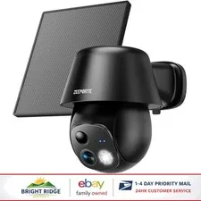 Wireless Solar Security Camera with 360° Pan/Tilt and AI Motion Detection