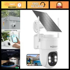 3MP Wireless Solar Security Camera - 360° PTZ, Color Night Vision, IP66, 2-Way A