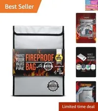 Fireproof Document Bag Legal Size: 15" x 11" [2000°F  Certified] Protect Birt...