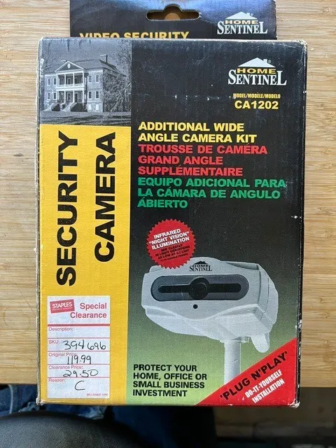 Home Sentinel CA1202 Security Wide-Angle Camera + Mount, SECURE 65' Cable