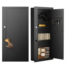 31.49'’ Wall Safe Between the Studs, Biometric Safe with Removable Pegboard, ...