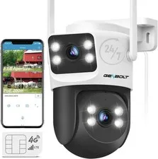 Waterproof 4G LTE Security Camera - Dual Lens, Auto Tracking & Night Vision