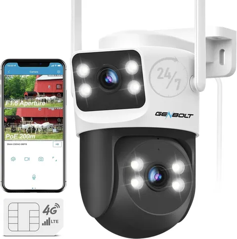 Waterproof 4G LTE Security Camera - Dual Lens, Auto Tracking & Night Vision