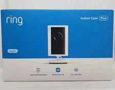 Ring Indoor Cam Plus Plug-In 2K Security Camera 4x Zoom Color Night Vision White