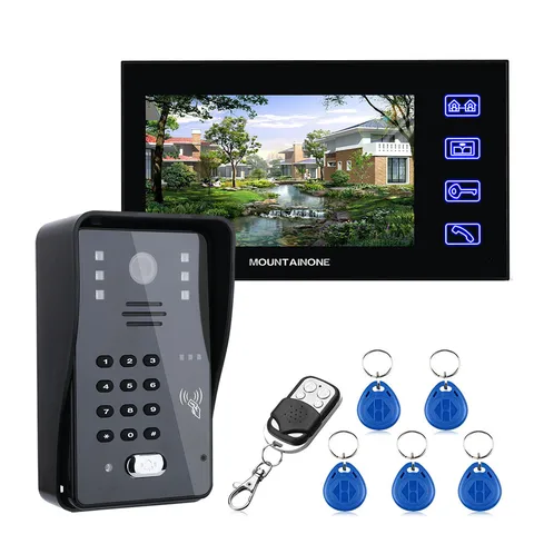 7 Inch Video Door Phone Intercom Doorbell With RFID Password IR-CUT Camera