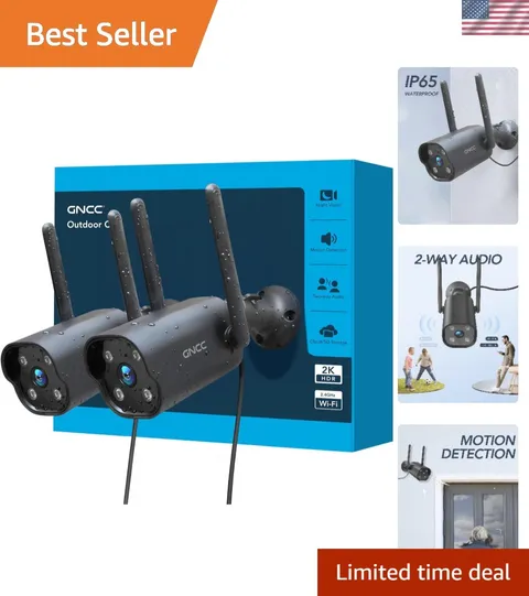2K Outdoor Security Camera with AI Detection & 24/7 Recording - Weatherproof