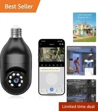 Outdoor Wireless Security Camera Bulb: 2K Video, Human Detection & Two-Way Audio