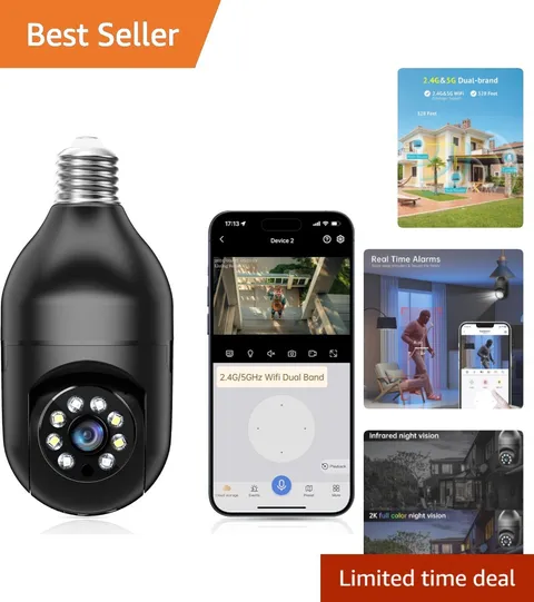 Outdoor Wireless Security Camera Bulb: 2K Video, Human Detection & Two-Way Audio