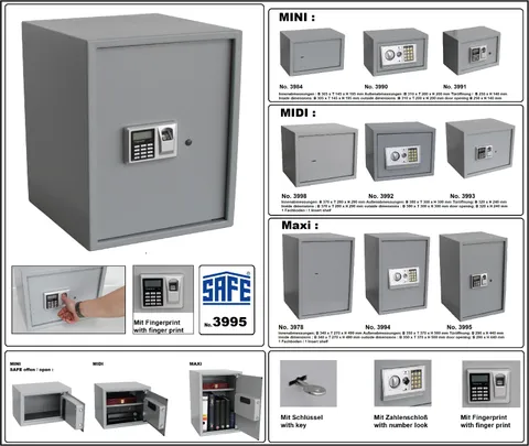 Safe 3995 Maxi Fingerprint Wall Safe Furniture Safe Cash Box