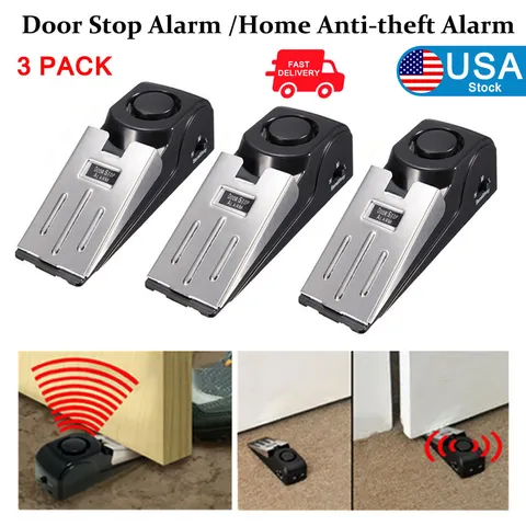 3 PACK Door Stop Alarm Wireless Door Stopper Alert for Home Travel Security Safe