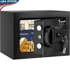 High Security Steel Safe Compact Hidden Storage W/ USB Access Emergency Keys