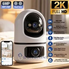 Camara De Seguridad WIFI 360° Para Casa Exterior 6MP Con Vision Nocturna Audio