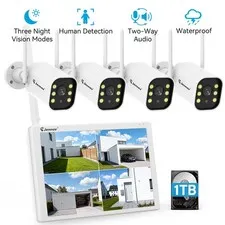WIFI Home Security System Wireless Audio 10CH NVR 5MP CCTV Kit 1TB HDD Monitor