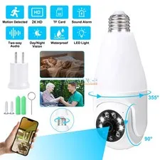 360° 2K E27 Light Bulb Security Camera Wi-Fi IR Night Vision Smart Home System