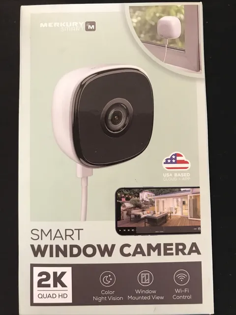 Merkury Smart 2K Window Security Camera with 4MP Quad HD, OPEN BOX