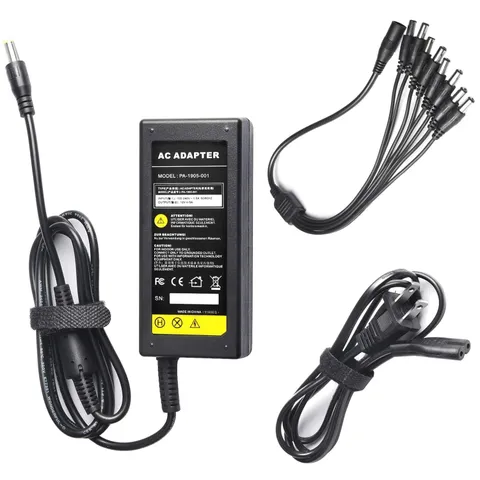 Compact 12V 5A Power Supply Adapter with 8-Way Splitter for CCTV & LED Lights
