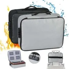 Large Fireproof Document Box with Lock File Storage Waterproof Safe Bag Cash Box