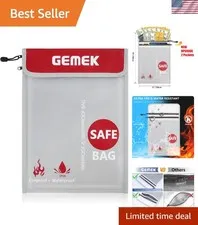 2000℉ Fireproof Document Bag - Waterproof, Dual Pocket Secure Storage, 15''x11''