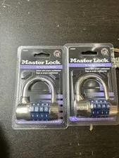 2 X Master Lock Combination Pad Locks Blue 1520D Master Lock Company USA New