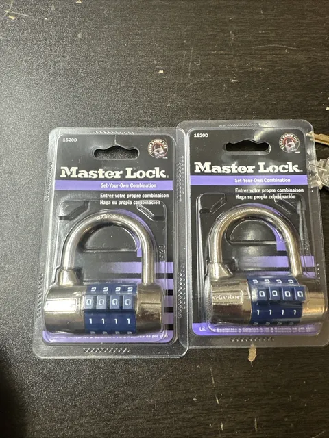 2 X Master Lock Combination Pad Locks Blue 1520D Master Lock Company USA New