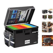 Portable and Lockable Fireproof Document Box - Safeguard Files at Home or Office