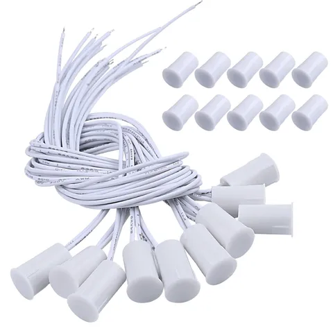 Recessed Wired Magnetic Door Contact Sensor Alarm - 10 Sets, White