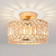 ANWIO Crystal Gold Ceiling Light Fixture, Modern Semi Flush JZ 27cm, m