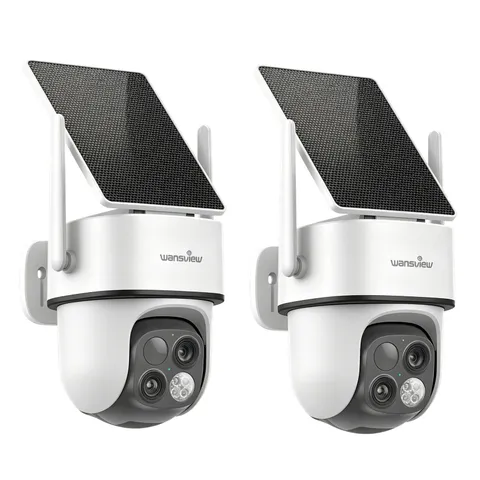 2x Wansview WiFi Security Camera Solar Battery Wireless Home Outdoor 2 Way Audio
