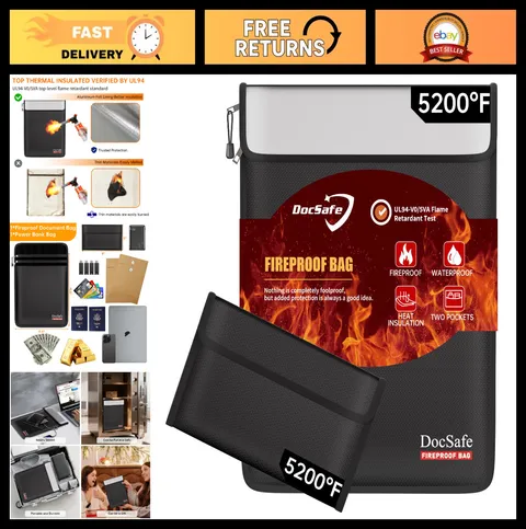 Fireproof Document Bag & Organizer Case - 8 Layers Heat & Water Resistant Storag