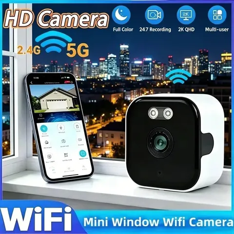 Window Security Camera 3MP Full Color Night Vision WiFi 2.4/5GHz Indoor Mount
