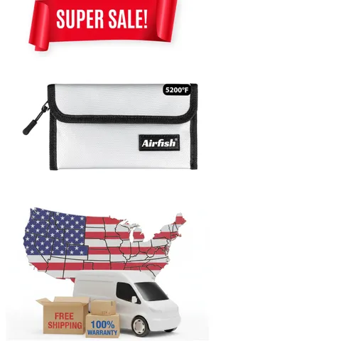 Compact Fireproof Wallet - 5x8 Waterproof Zipper Bag for Passports and Cash