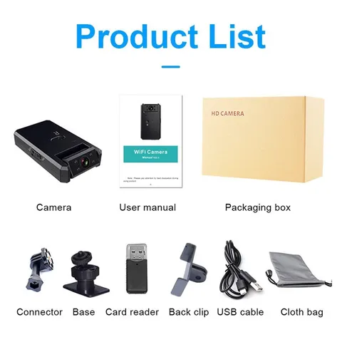 Mini 1080 WiFi Security Camera with Adjustable Mount Stand Wireless Home Monitor