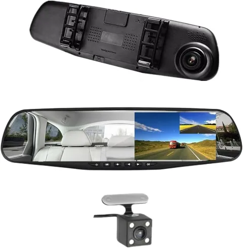 Espejo Retrovisor Cámara Para Carro De Video Grabadora De Reversa Y Frontal
