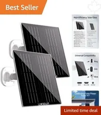 High-Transmission Glass Solar Charger for Ring Camera - 360° Adjustable