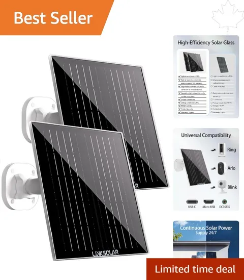 High-Transmission Glass Solar Charger for Ring Camera - 360° Adjustable