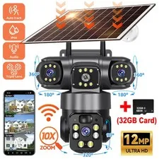 12MP Camara De Seguridad Solar Inalambricas Para Exterior Con Vision Nocturna US