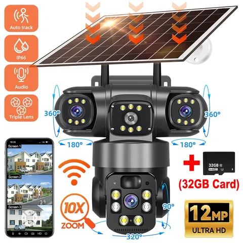 12MP Camara De Seguridad Solar Inalambricas Para Exterior Con Vision Nocturna US