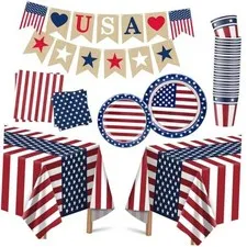 Fourth of July Decorations - Serve 24 - Patriotic Plates 4th of july