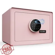 GOLDENKEY Pink Safe Fingerprint Lock 9.84"D x 13.78"W