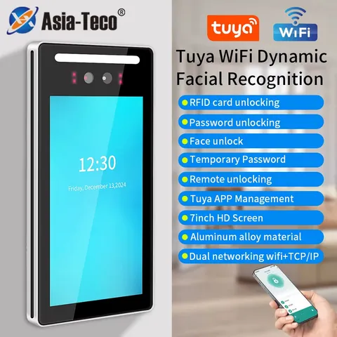 Asia Teco 7 inch 5000user Tuya APP TCP/IP WIFI Dynamic Face Recognition Access C