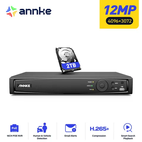 ANNKE 16CH 12MP NVR POE IP Network Video Recorder Home Security System 2TB HDD